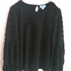 CeCe Women Black Long Sleeve Blouse